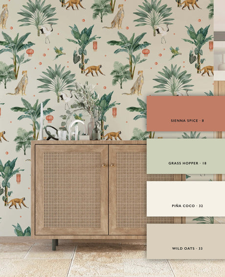 Lovely Bubbly Jungle Vanilla Wallpaper
