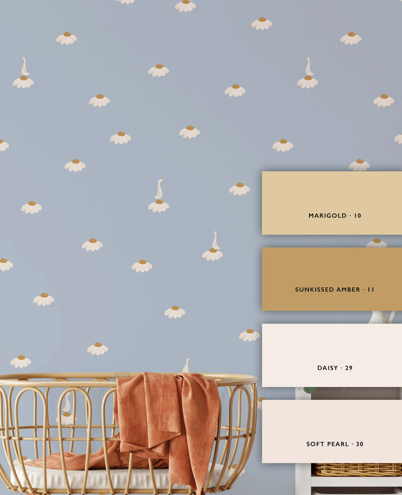 Sweet Camomile Sky Blue Wallpaper