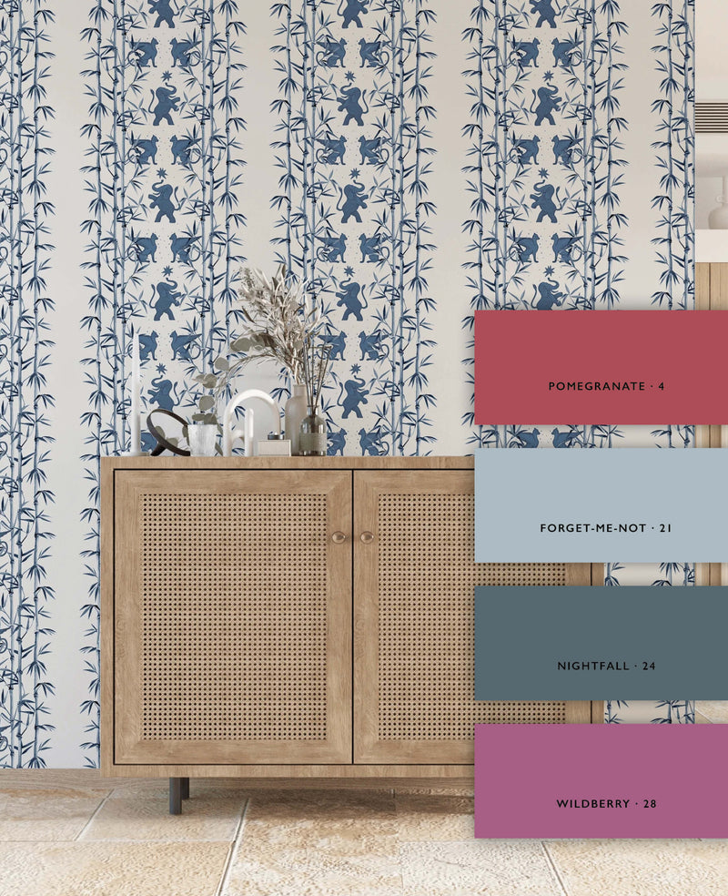 Eclectic Bamboo Blue Wallpaper
