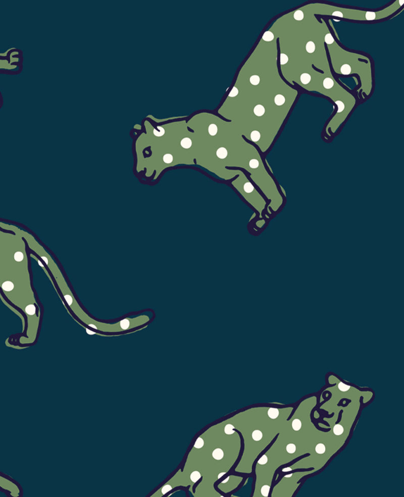 Panther Dots Blue/Green Wallpaper