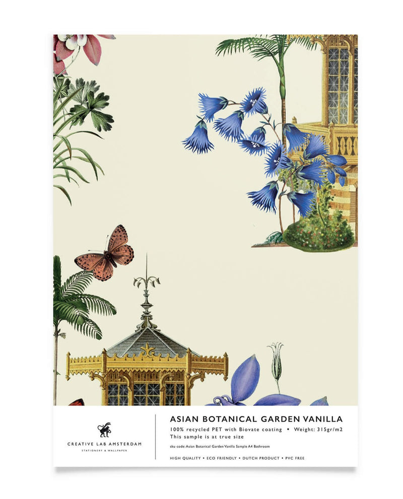 Creative Lab Amsterdam badkamer behang Asian Botanical Garden Vanilla bathroom wallpaper sample