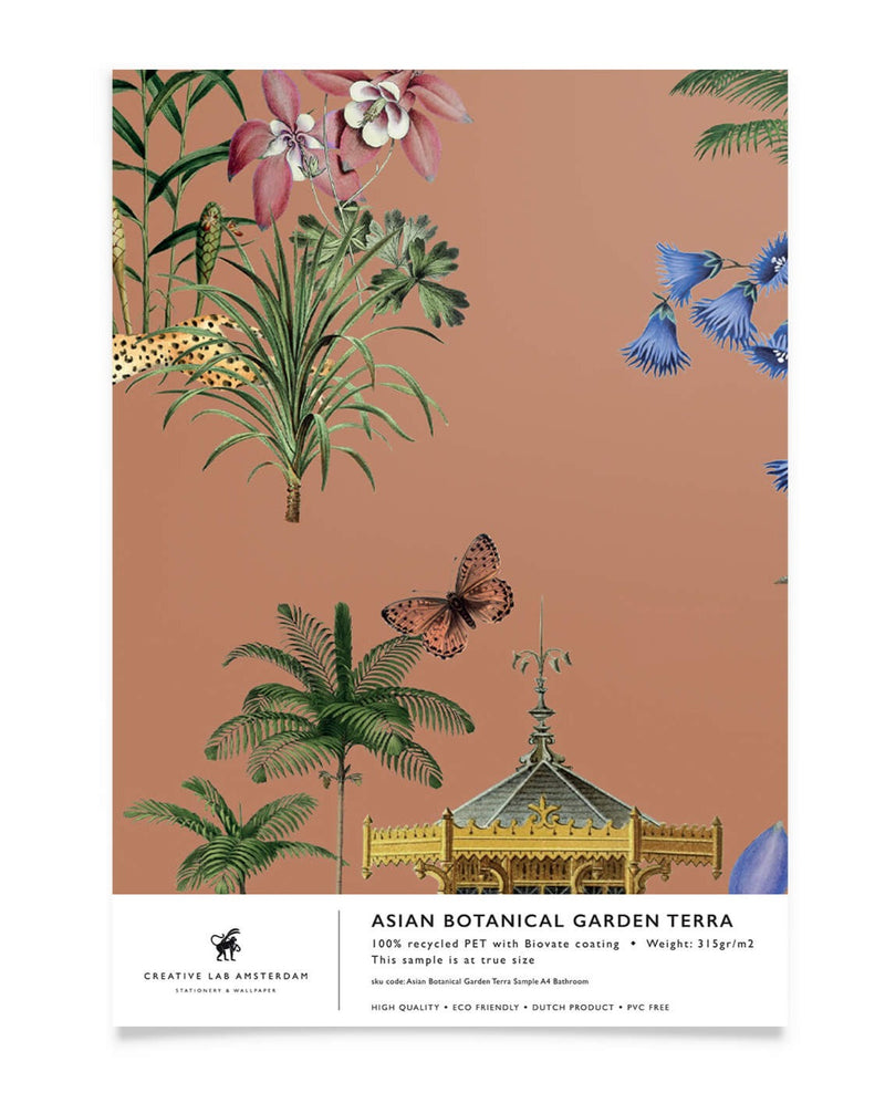 Creative Lab Amsterdam badkamer behang Asian Botanical Garden Terra bathroom wallpaper sample