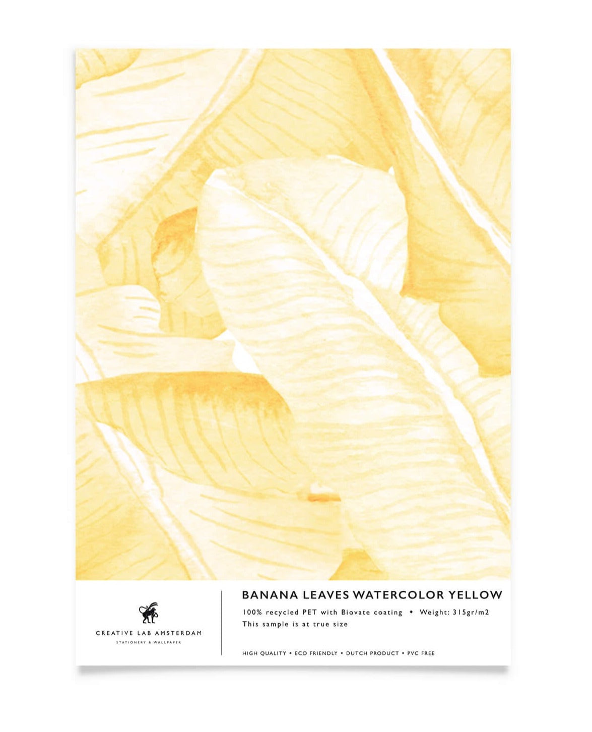 Creative Lab Amsterdam badkamer behang Banana Leaves Watercolour bathroom Wallpaper Yellow sample