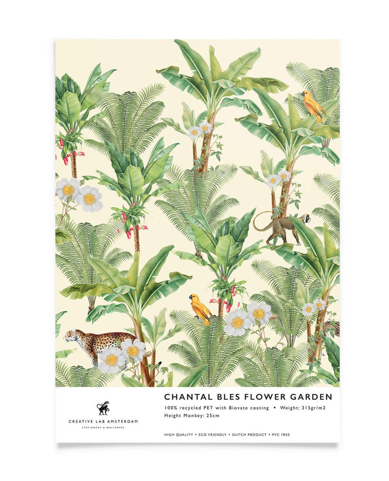 Creative Lab Amsterdam badkamer behang Chantal Bles - Flower Garden bathroom Wallpaper sample