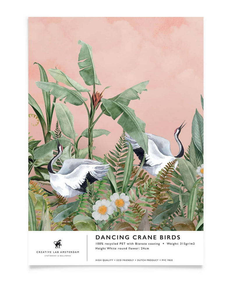 Creative Lab Amsterdam behang Dancing Crane Bathroom Wallpaper sample