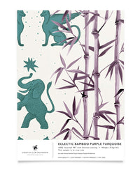 Creative Lab Amsterdam badkamer behang Eclectic Bamboo Purple Turquoise bathroom wallpaper sample