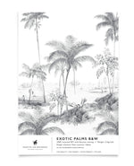 Creative Lab Amsterdam badkamer behang Exotic palms - Black & White bathroom Wallpaper sample