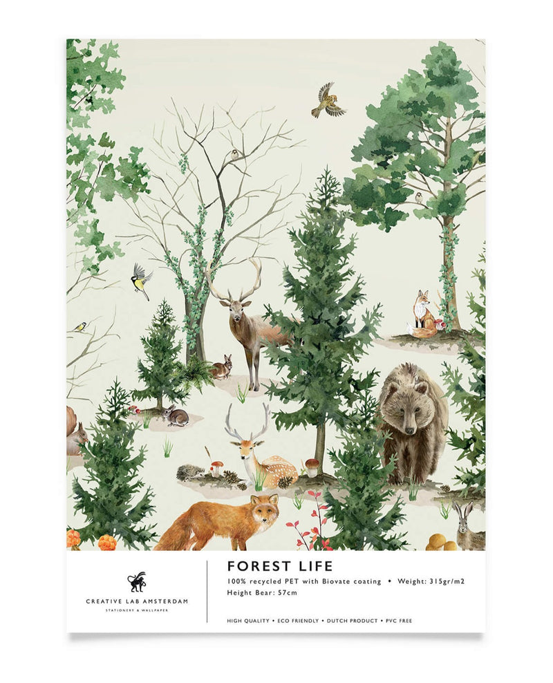 Creative Lab Amsterdam bathroom wallpaper Forest Life badkamer behang sample