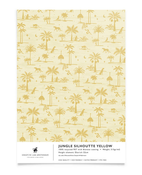 Creative Lab Amsterdam badkamer behang Jungle Silhouette Yellow bathroom wallpaper sample