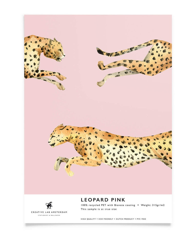 Creative Lab Amsterdam badkamer behang Leopard bathroom Wallpaper Pink sample