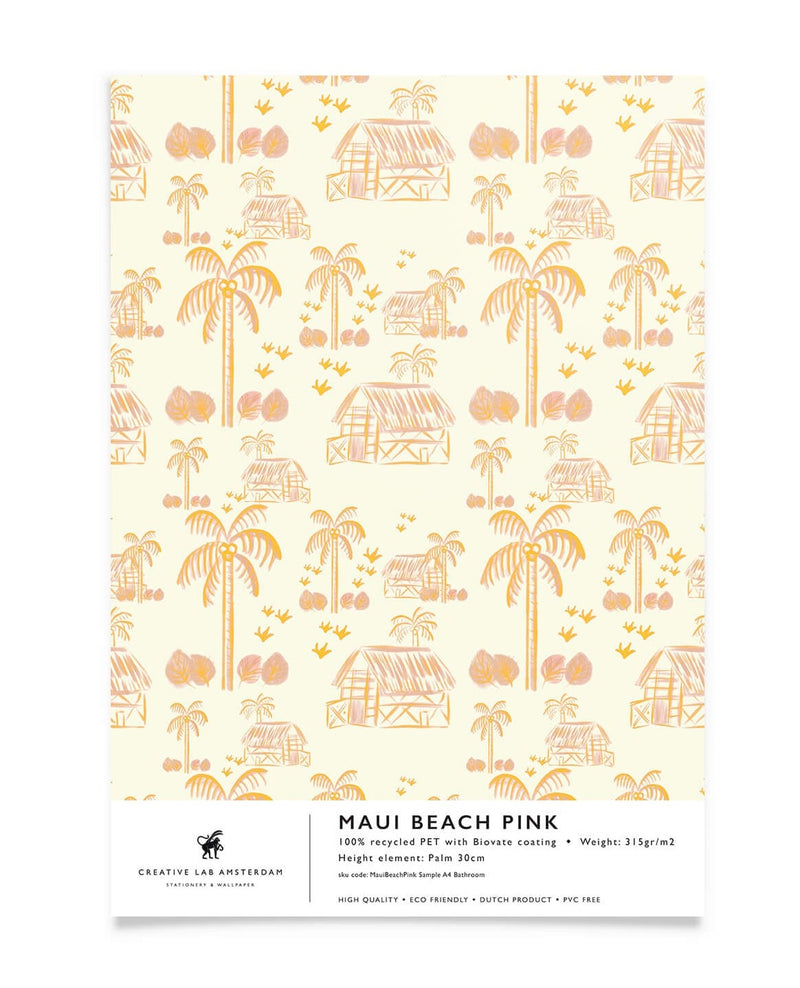Creative Lab Amsterdam badkamer behang Maui Pink bathroom Wallpaper sample