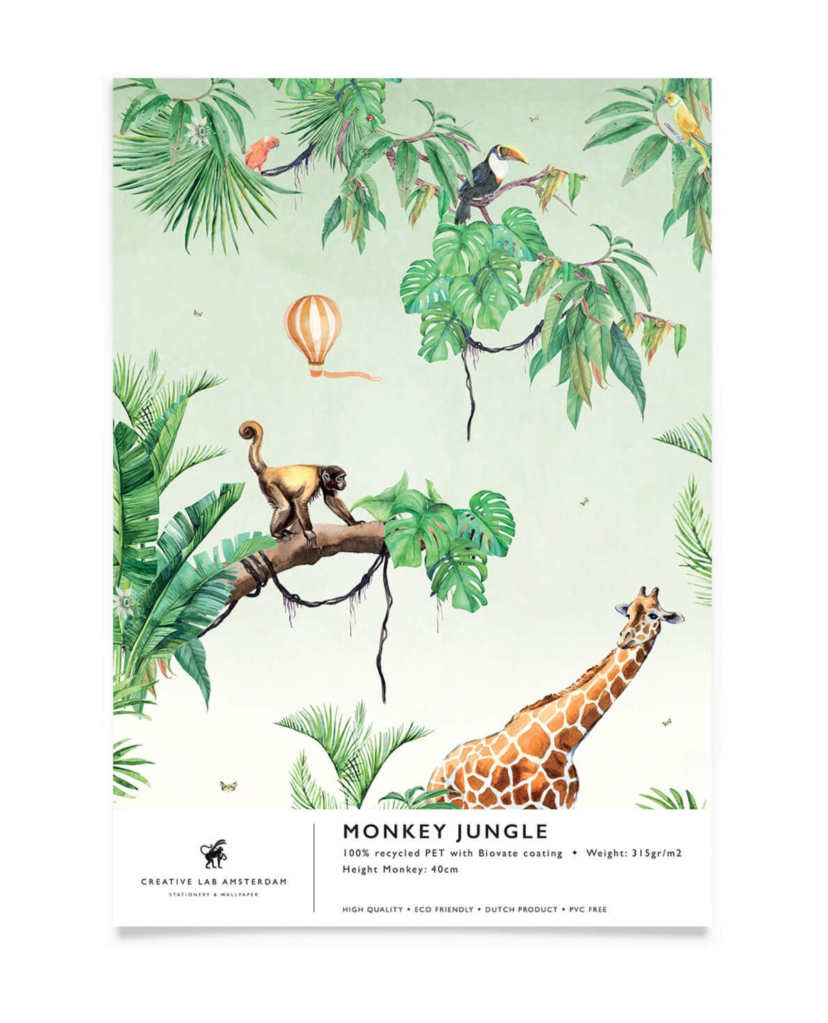 Creative Lab Amsterdam badkamer behang Monkey Jungle bathroom Wallpaper sample
