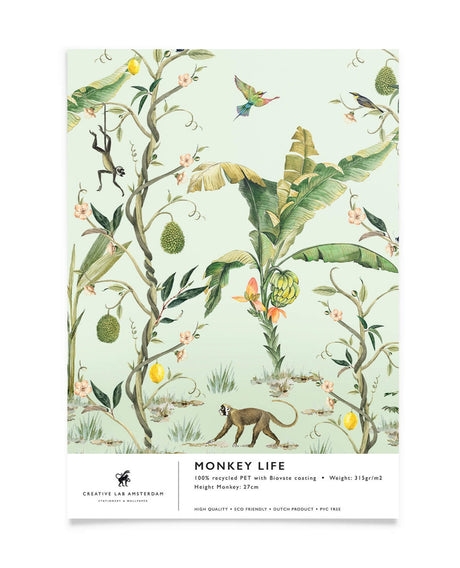 Creative Lab Amsterdam badkamer behang Monkey Life bathroom Wallpaper sample