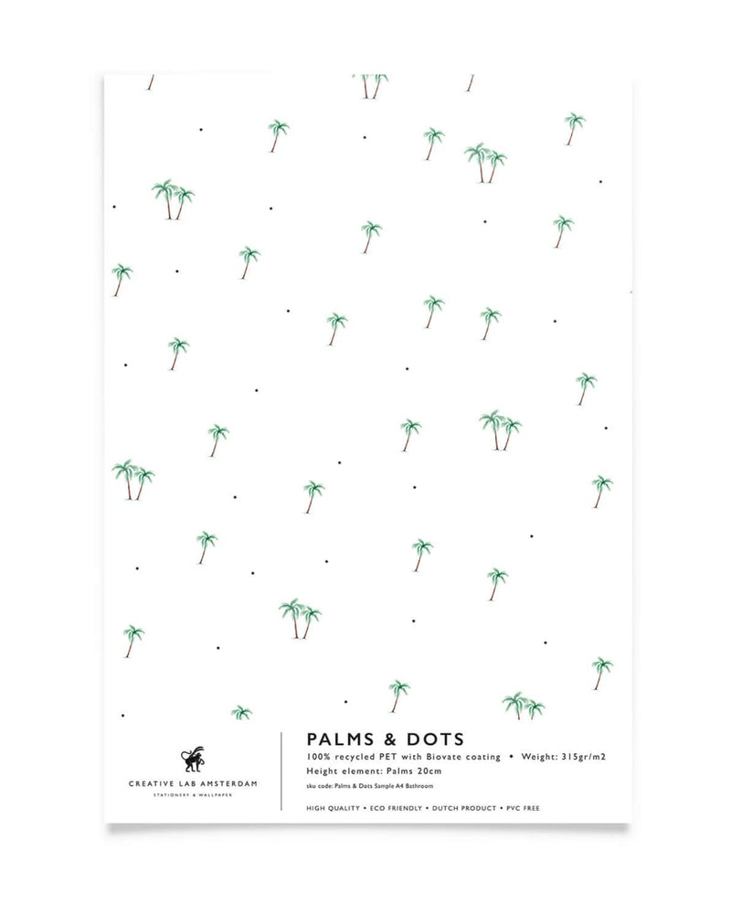 Creative Lab Amsterdam badkamer behang Palms & Dots bathroom Wallpaper sample