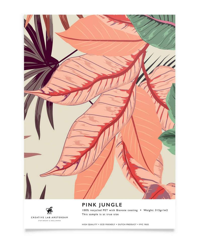 Creative Lab Amsterdam badkamer behang Pink Jungle bathroom wallpaper sample