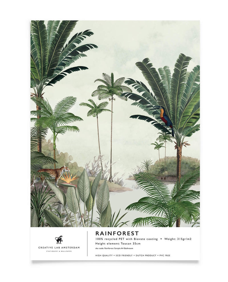 Creative Lab Amsterdam badkamer behang Rainforest bathroom Wallpape sample