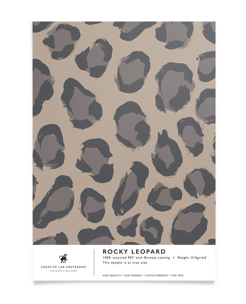 Creative Lab Amsterdam badkamer behang Rocky Leopard bathroom wallpaper sample
