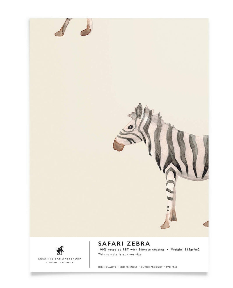 Creative Lab Amsterdam badkamer behang Safari Zebra bathroom Wallpaper sample