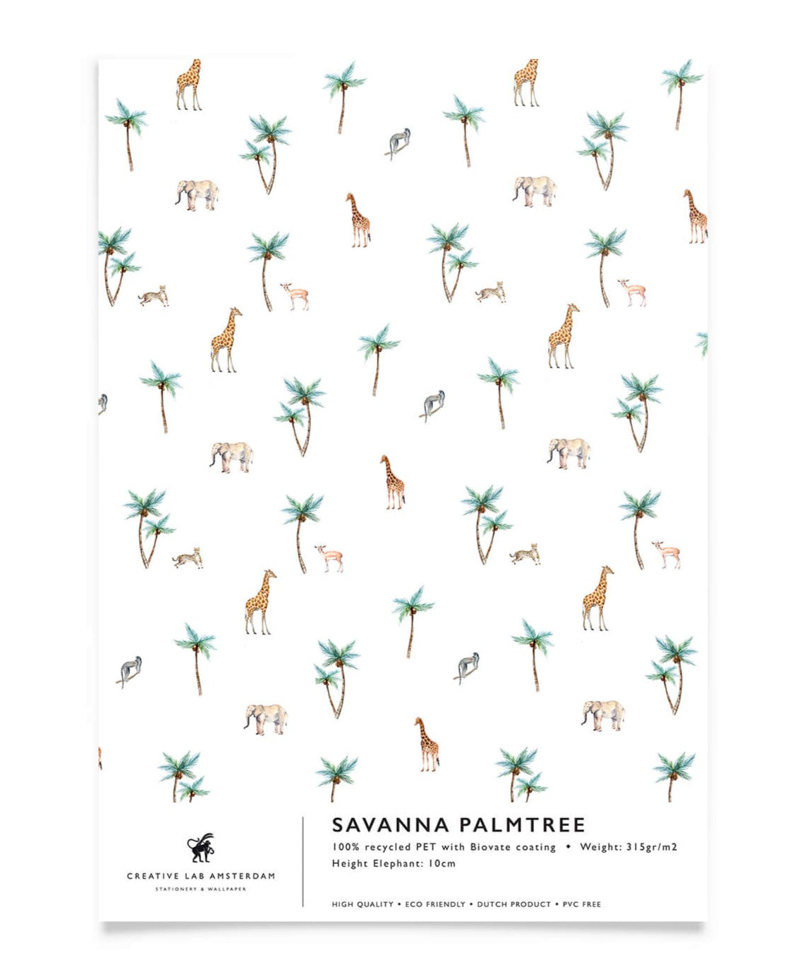 Creative Lab Amsterdam badkamer behang Savannah Palmtree bathroom wallpaper sample