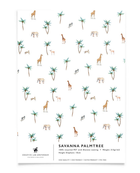 Creative Lab Amsterdam badkamer behang Savannah Palmtree bathroom wallpaper sample