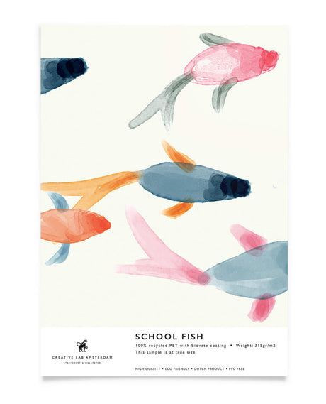 Creative Lab Amsterdam badkamer behang School Fish bathroom Wallpaper sample