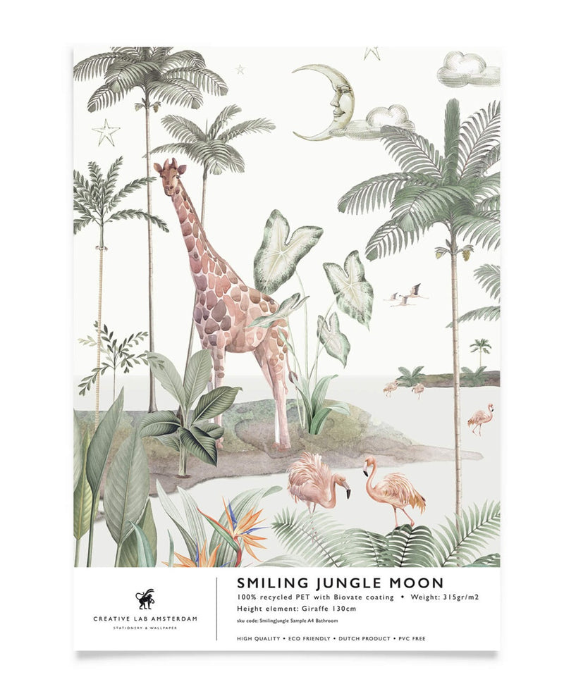 Creative Lab Amsterdam Smiling badkamer behang Jungle Moon bathroom Wallpaper sample