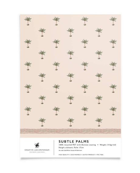 Creative Lab Amsterdam badkamer behang Subtle Palms bathroom wallpaper sample