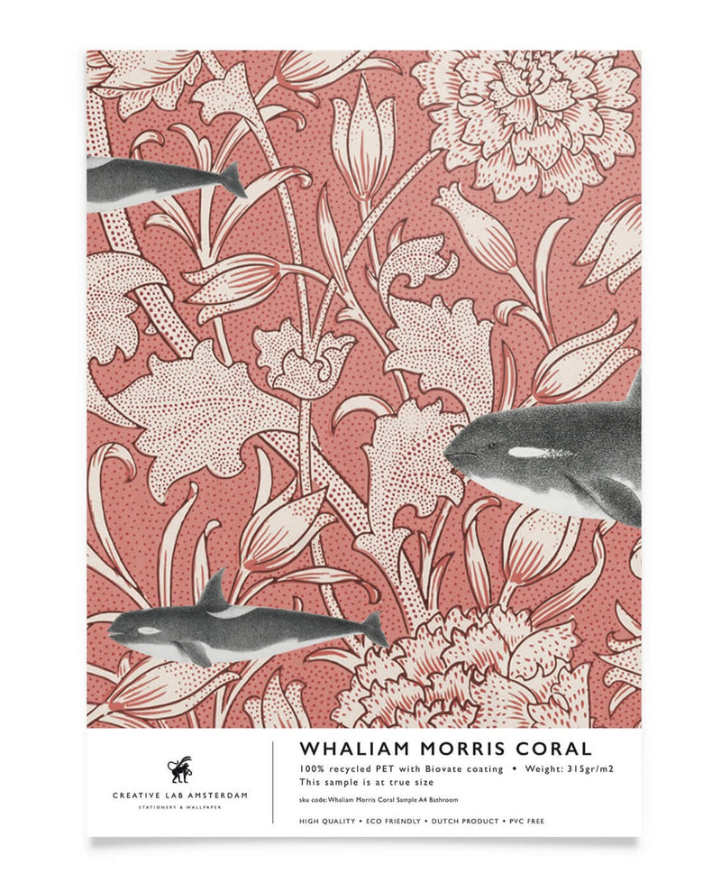 Creative Lab Amsterdam badkamer behang Whaliam Morris Coral bathroom Wallpaper sample