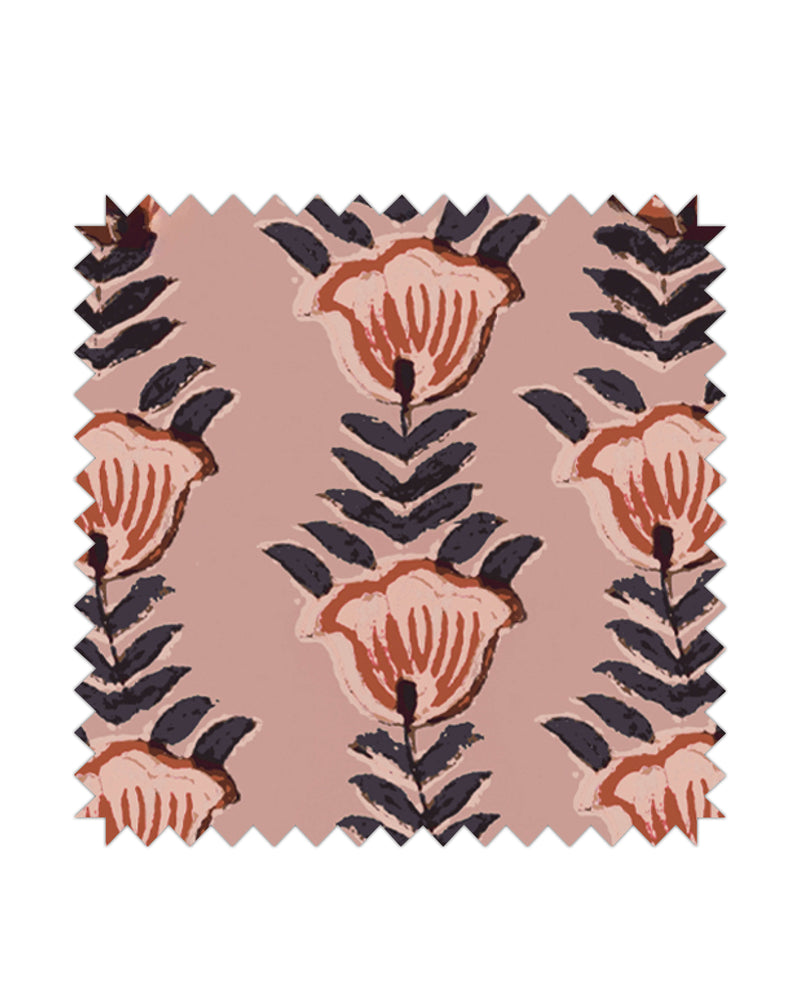 Block Flower Pink Fabric