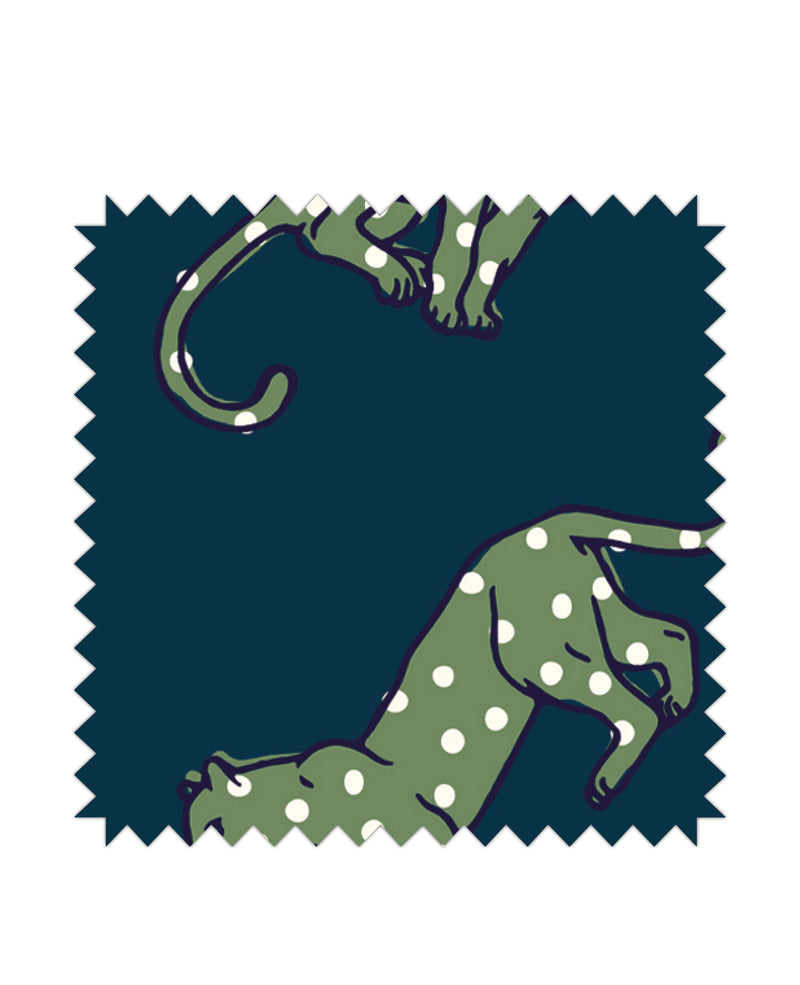 Panther Dots Blue/Green Stof