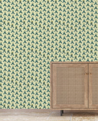 Block Flower Green Behang Sample
