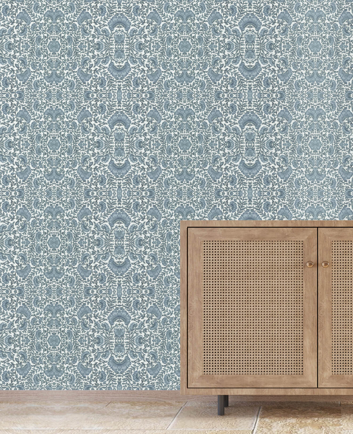 Bombay Flower Blue Wallpaper Sample