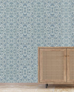 Bombay Flower Blue Behang Sample