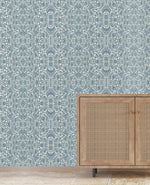 Bombay Flower Blue Wallpaper Sample