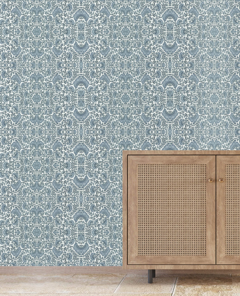 Bombay Flower Blue Wallpaper Sample