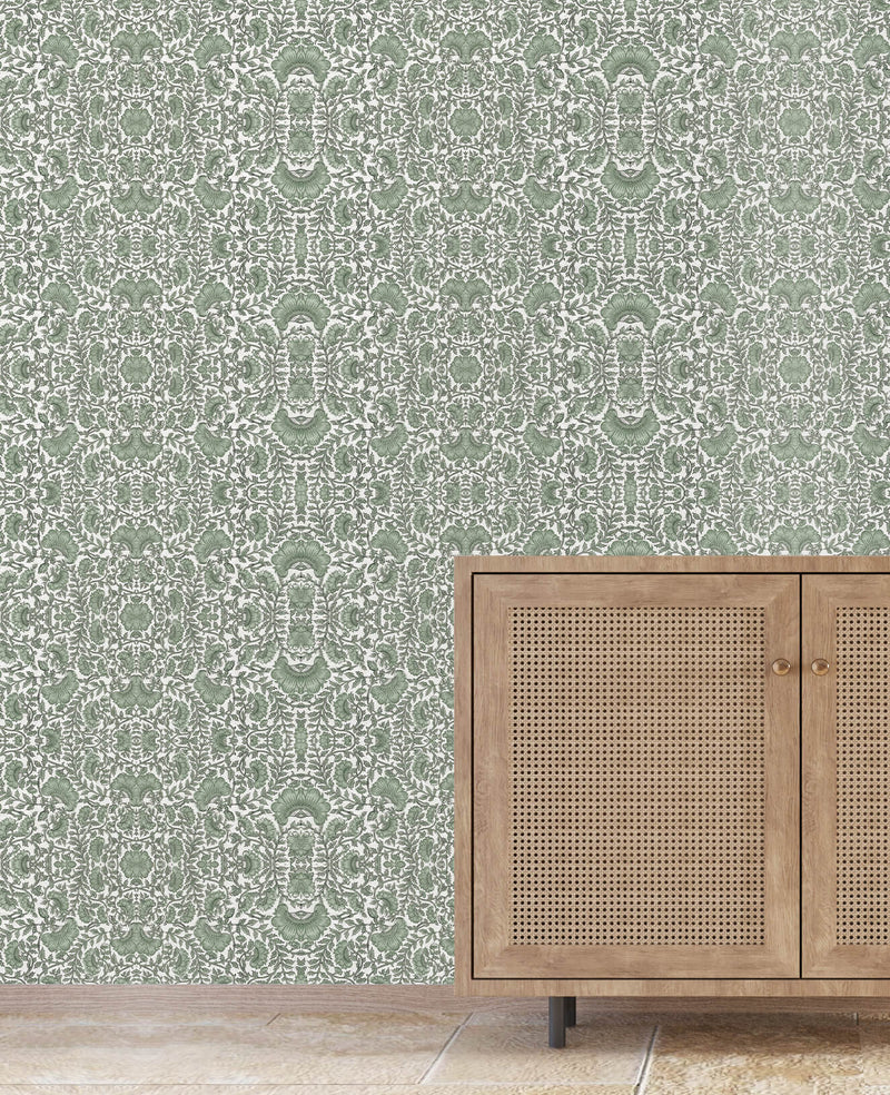 Bombay Flower Green Wallpaper