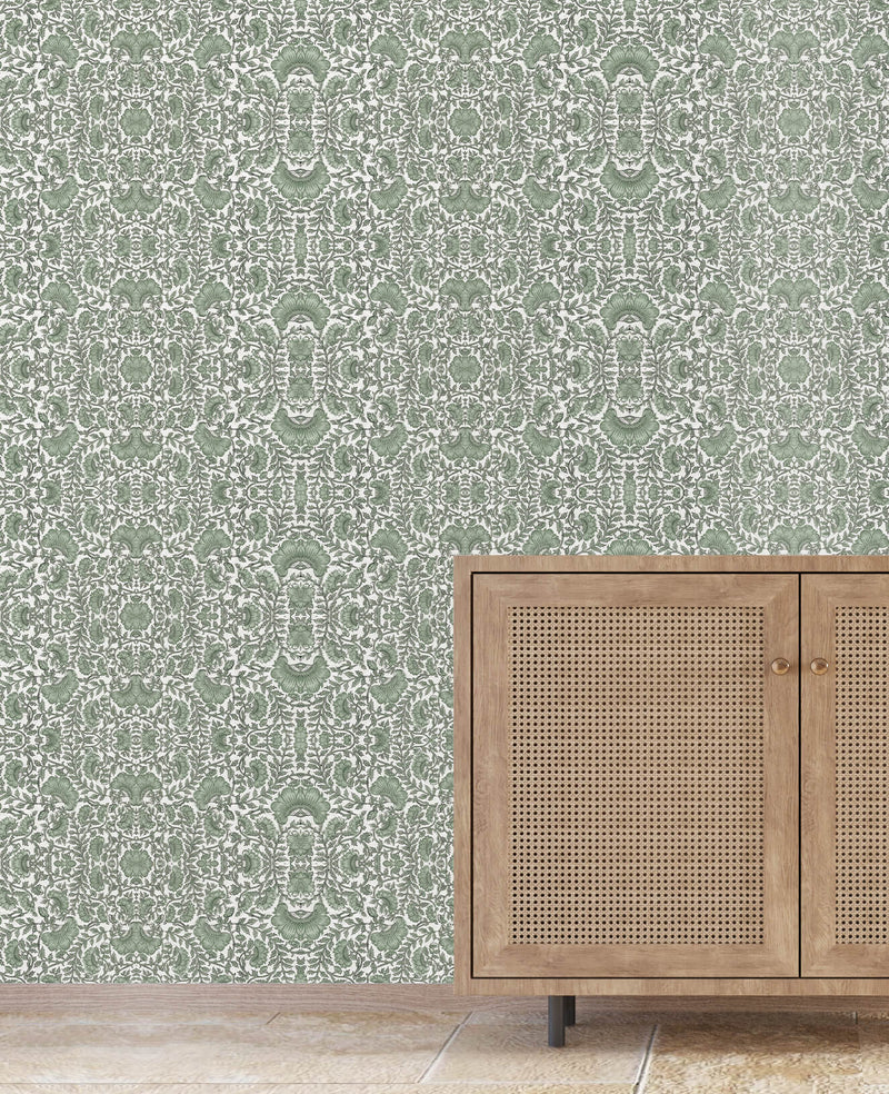 Bombay Flower Green Wallpaper