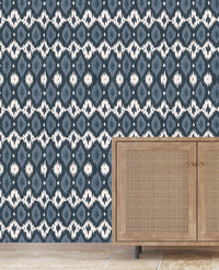 Deia Ikat Blue Behang Sample