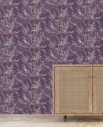 Vintage Feathers Purple Wallpaper