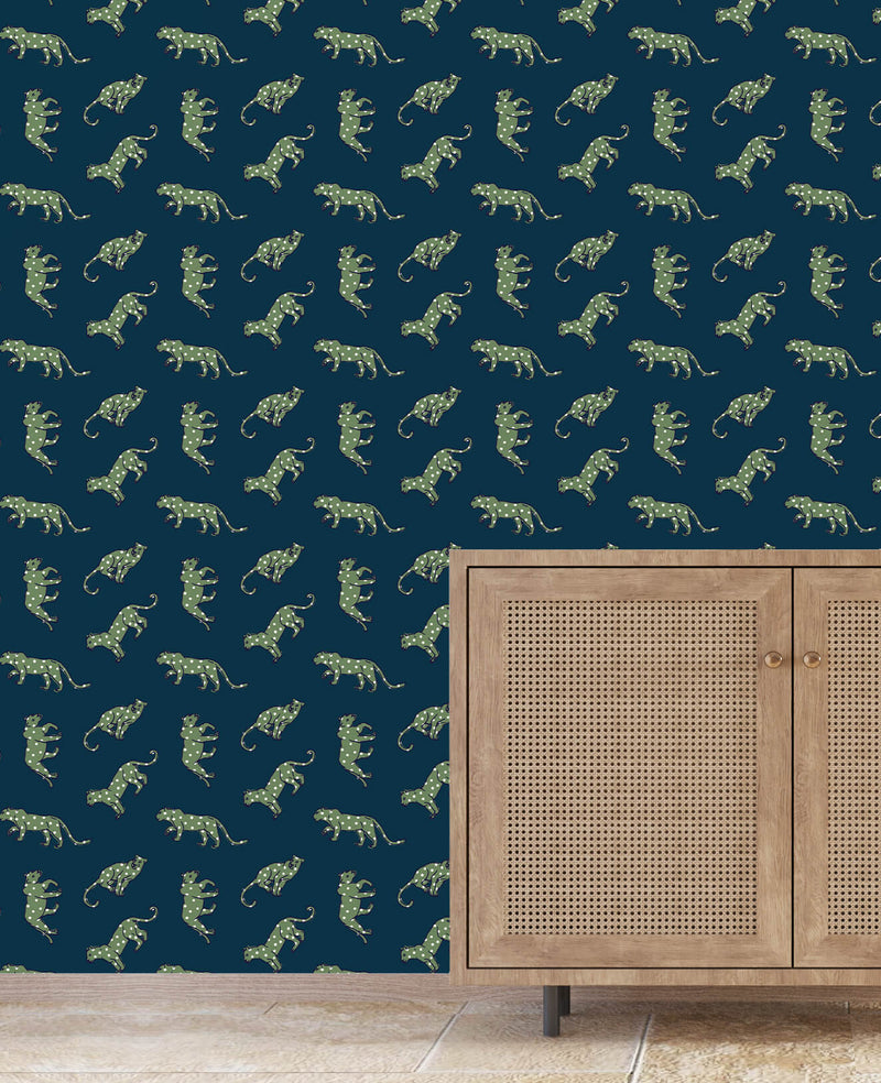 Panther Dots Blue/Green Wallpaper Sample