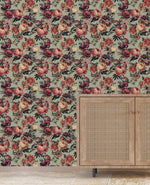 Peony Green Wallpaper Sample