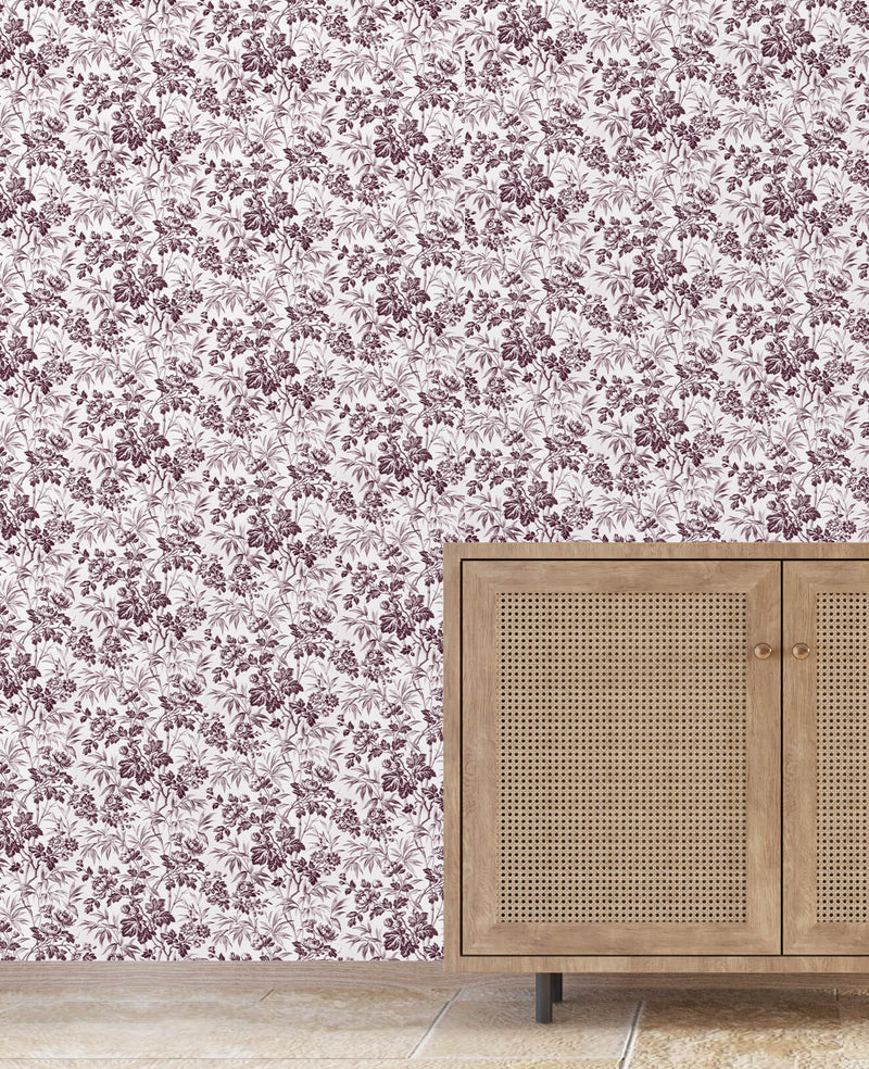 Vintage Bamboo Purple Wallpaper