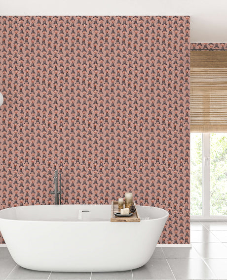 Block Flower Pink Wallpaper