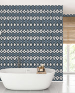 Deia Ikat Blue Wallpaper