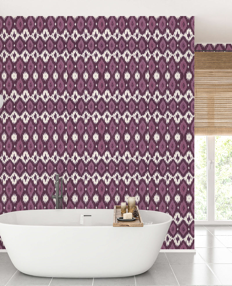 Deia Ikat Purple Wallpaper