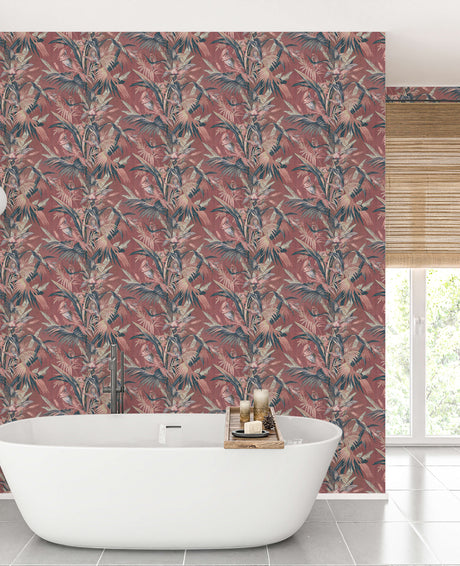 Vintage Feathers Pink Wallpaper
