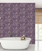 Vintage Feathers Purple Wallpaper