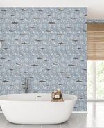 Creative Lab Amsterdam badkamer behang Whaliam Morris Blue bathroom wallpaper