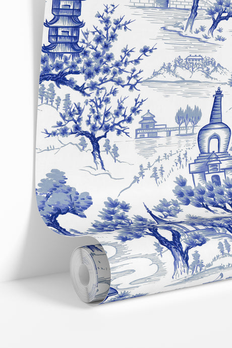 Chinoiserie Blue Wallpaper
