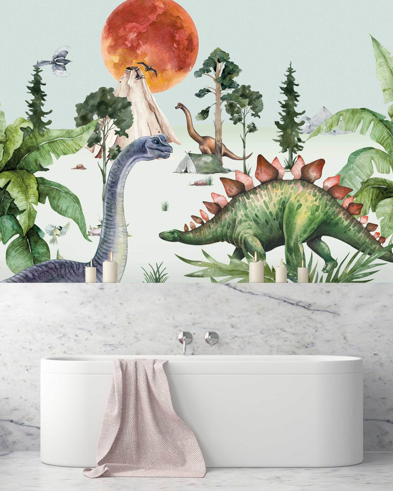Creative Lab Amsterdam badkamer behang Dino by Moonlight bathroom Wallpaper
